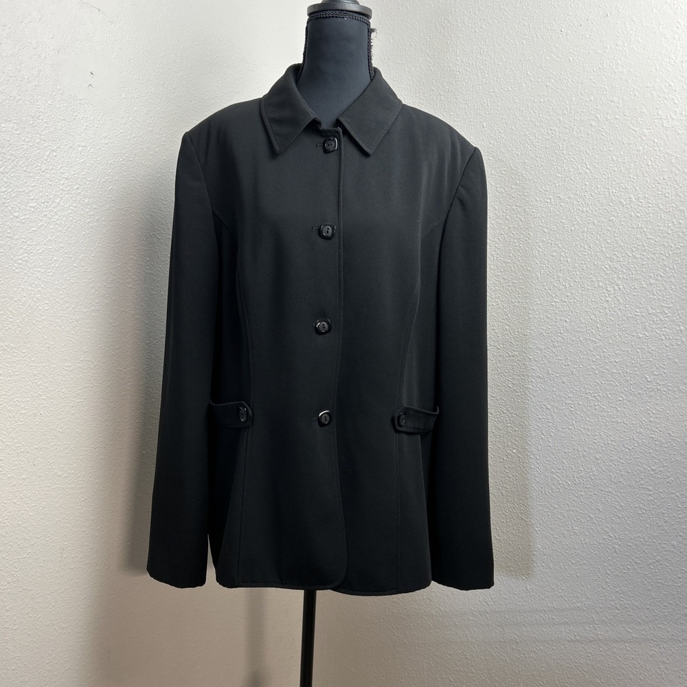 John Meyer of Norwich‎ Blazer Women's 18 Black Minimalist Work Office Old Money